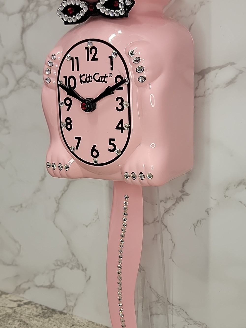 Super Rare Vintage Light Pink Jeweled Kit-Cat Klock - Picture 6 of 9